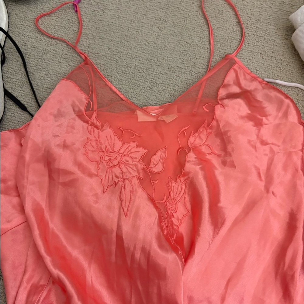 Victoria's Secret Pink Satin Lace Chemise